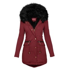 Women's fur Hooded Mid-length Warm Cotton Coat