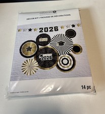 Class of 2026 Decor Kit Graduation Black  Gold Celebrate It New 14 Pcs