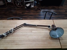 Vintage Adjustable Drafting Arm Lamp With Metal Shade