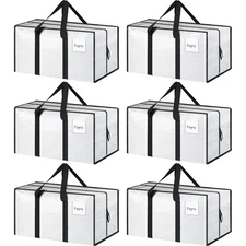 6 Pack Extra Heavy Duty Large Moving Bags with Strong Zipper & Comfortable Ha...