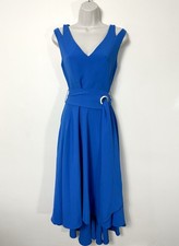 Stunning Karen Millen Belted Fluid Midi Dress Blue UK 12 NWT RRP £199