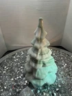 FENTON ART GLASS 2005 GREEN SLAG CHRISTMAS TREE FIGURINE 6.5" TALL