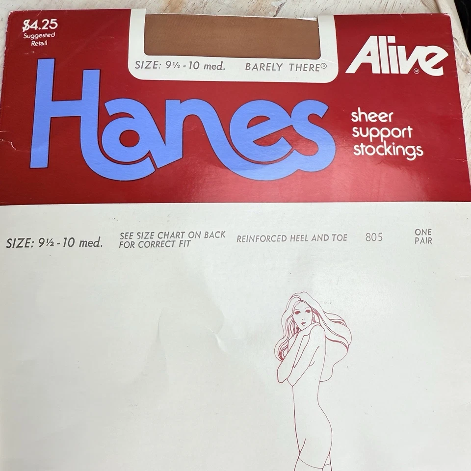 Pantimedias vintage Hanes Alive para mujer 2 pares nuevas 1978 y 1980 talla 9 1/2 10 transparentes Foto 3 de 4