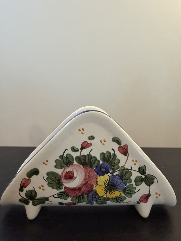 SM Italy Pottery Napkin Holder Cottage Core Cozy Country *See Photos*