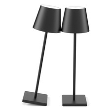 2 Pack Cordless LED Table Lamp Black, 5500mAh Battery Powered Table Light, 3 ...