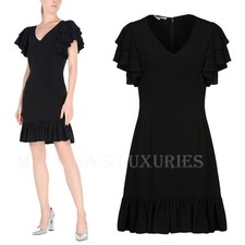 STELLA MCCARTNEY DRESS MIRANDA RUFFLE SLEEVE SKIRT BLACK $1,166 sz IT 40 US 4