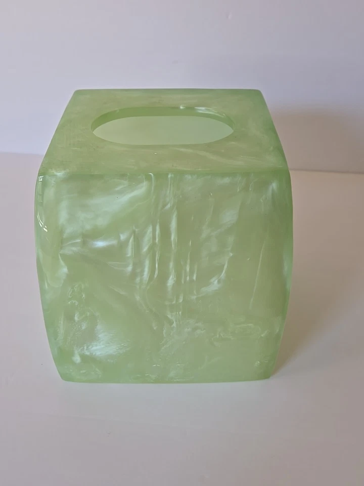 Cubierta de tejido translúcido nacarado lucite acrílico remolino verde menta vintage MCM Foto 3 de 4