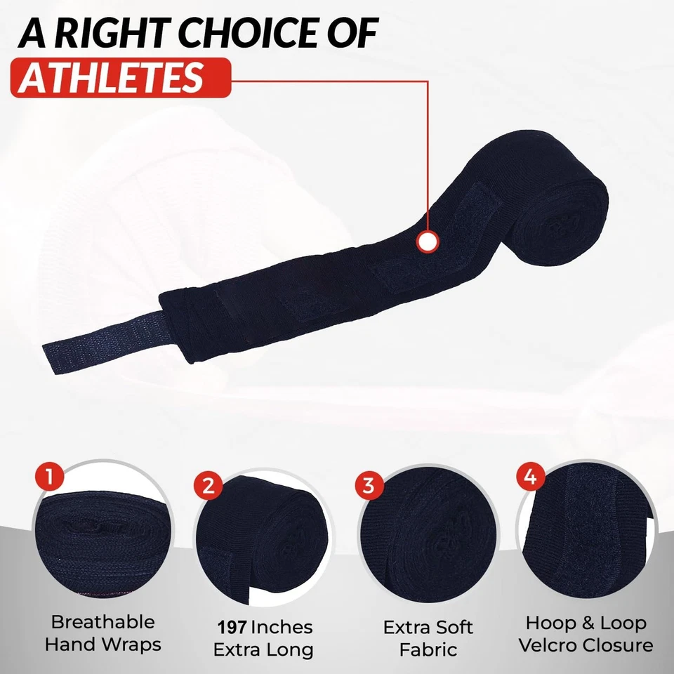 197'' Hand Wraps for Boxing Muay Thai MMA Elastic Bandages for Men & Women -Pair - Image 2 of 4