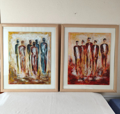 Handpainted Gemälde auf Karton Petra Schüßler Nielsen Rahmen