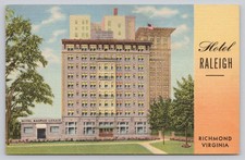 Vintage Linen Postcard Hotel Raleigh Richmond VA Curt Teich 1930s