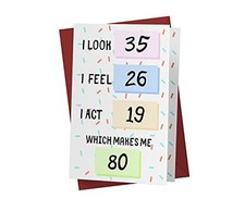 Karto Funny 80th Birthday Card for Men Women - Large 5.5x8.5 inch 80 Years Old