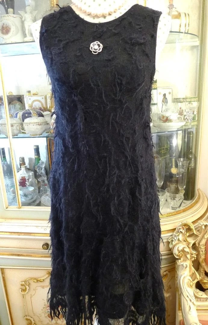Chanel — CHANEL 09A Black Mohair Coco Button Dress EU36 Knit Millefeuille  SR2137