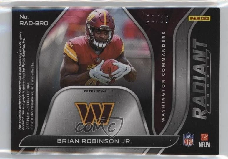 2022 Panini Spectra Wave Prizm /25 Brian Robinson Jr #RAD-BRO RPA Patch Auto RC - Image 2 of 2