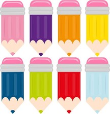 Colorful Pencil Cutouts 48 PCS for Back to School Classroom Bulletin Board