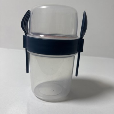 Beidseitiger Lebensmittelbehälter mit Besteck - Creme, 650 ml (dreiteilig