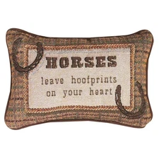 Decorative Embroidered Pillow 12.5x8.5 Horses Leave Hoofprints Word Cushion