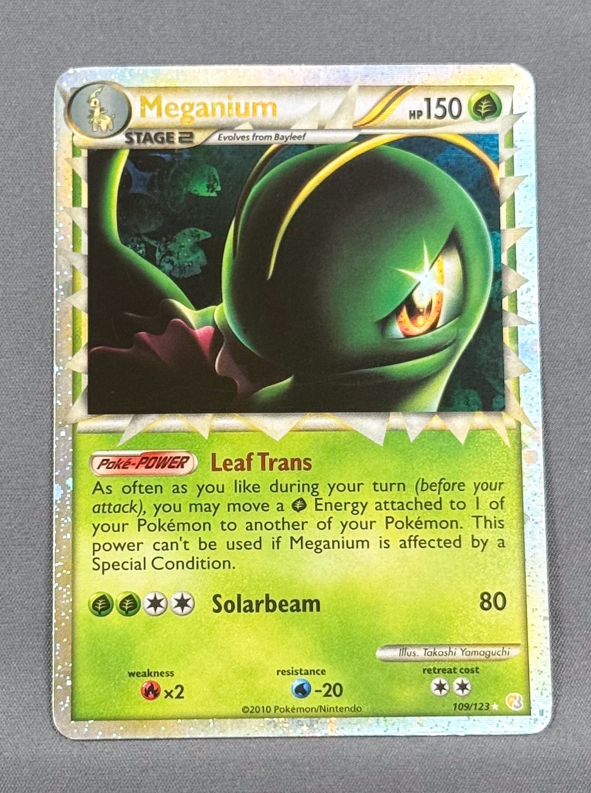 MP+ Meganium 109/123 Prime Rare HeartGold & SoulSilver Pokemon Takashi Yamaguchi