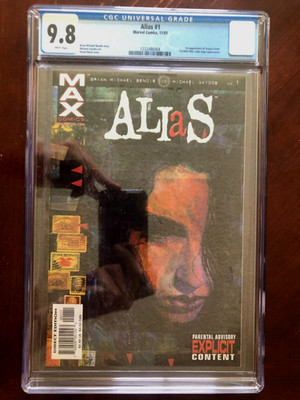 CGC 9.8 NM/MT ALIAS #1 w WHITE PAGES Vintage 2001 - 1ST APP JESSICA JONES! KEY!