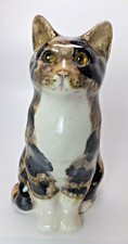 Vintage Winstanley Cat Ceramic Tabby Large 23cm Size 4 Sitting Glass Eyes Signed