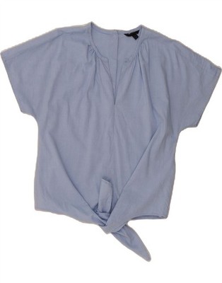 J. Crew Damen-Blusentop vorne zum Binden UK 14 mittelblau Baumwolle CJ15