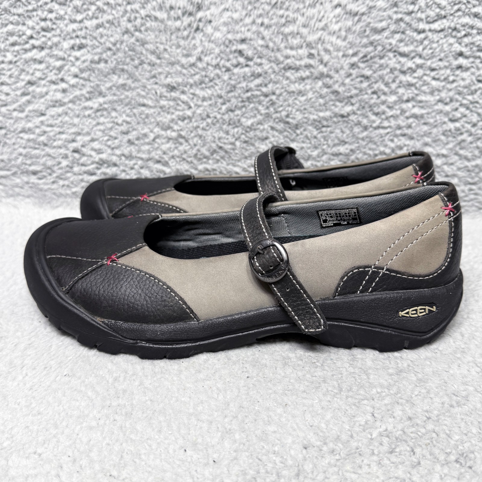 Scarpe donna Keen Presidio taglia 10 Mary Jane nere grigie fibbia pelle 1011434