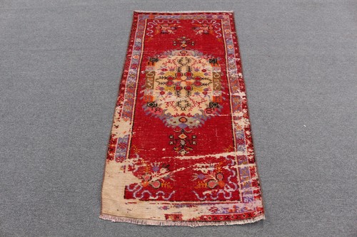 Turkish Rug, 2,5x5,2 ft Small Vintage Rug, Red Blue Oriental Rug