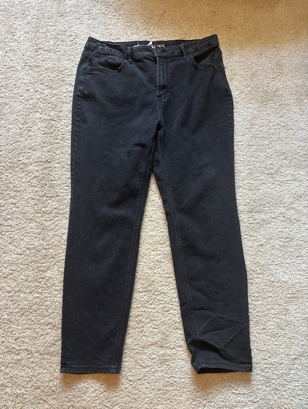 No Boundaries Women's Straight Leg Black Denim Jeans 5-Pocket Button Size 16