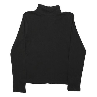 RAFAELLA Damen Basic Top Schwarz Langarm Rollkragen Jersey, Uni M