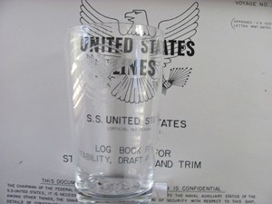 SS UNITED STATES COCKTAIL GLASS  WITH ETCHED US LINES SEAL