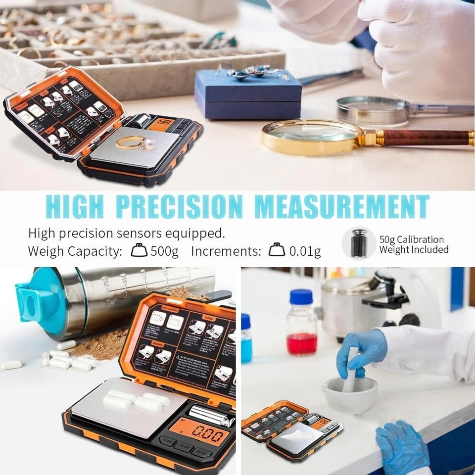 Balanza Digital Gramera Báscula Portátil Gramos De Peso De Bolsillo 500g x 0.01g Foto 2 de 4