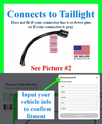 fits 2019+ Ram 1500 2500 3500 LED Tail Light Connector Plug Wiring Harness