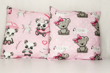 2pack baby pillows filled patterned cushions 4 pram cot bed pandas bears 1 year+
