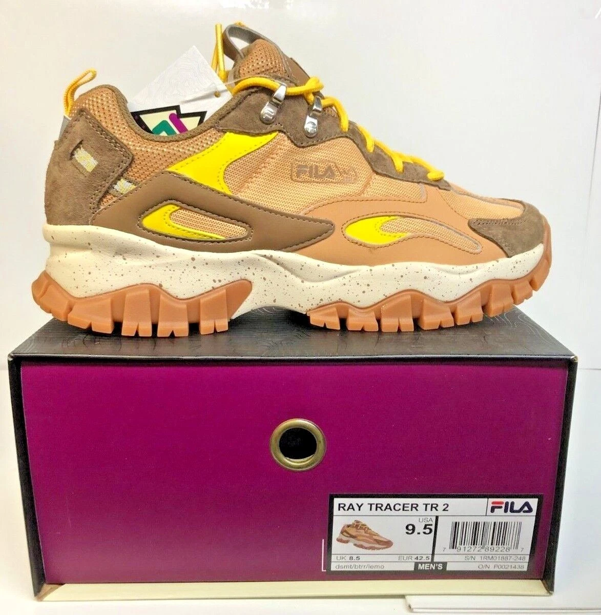 Fila Ray Tracer TR 2 Men s Shoes BEIGE BROWN GUM SOLE 1RM01886 248 NEW IN BOX