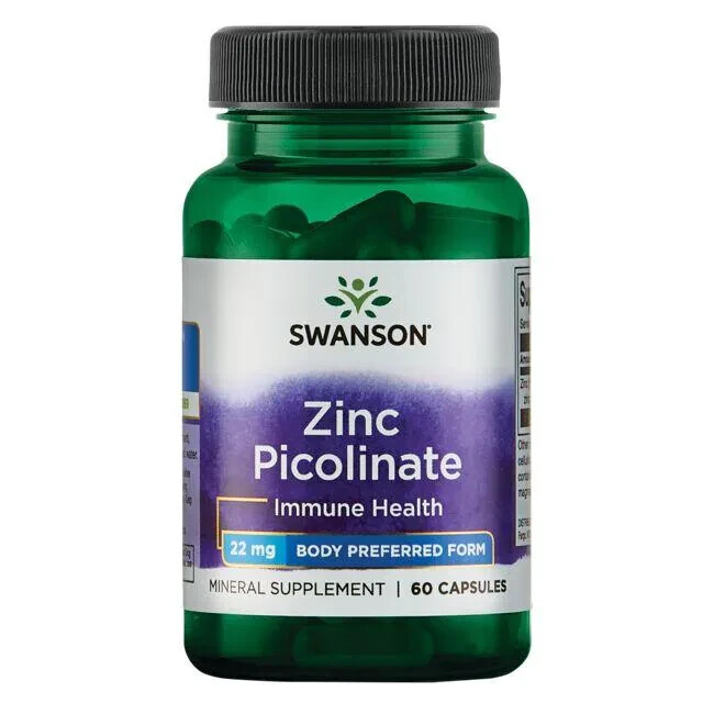 Zinc Picolinate 60 Capsules 22mg Immune Skin Hair Health Swanson - UK Seller