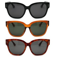 Womens Thick Plastic Retro Horn Rim Minimal Boyfriend Sunglasses