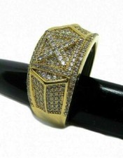 Men's Wedding Band Ring 10K Yellow Gold Over Lab-Created White Diamond 2 CT