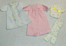 Vintage Clone Barbie 60s 70s Floral Gingham Robe Nightgown Pjs Top Pants Set