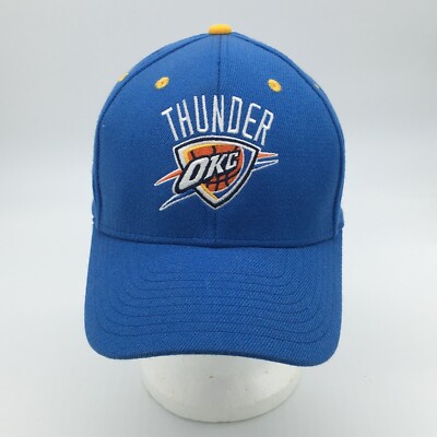 NBA Oklahoma City OKC Thunder Adidas Cap Superflex Size L/XL Blue Yellow Logo  