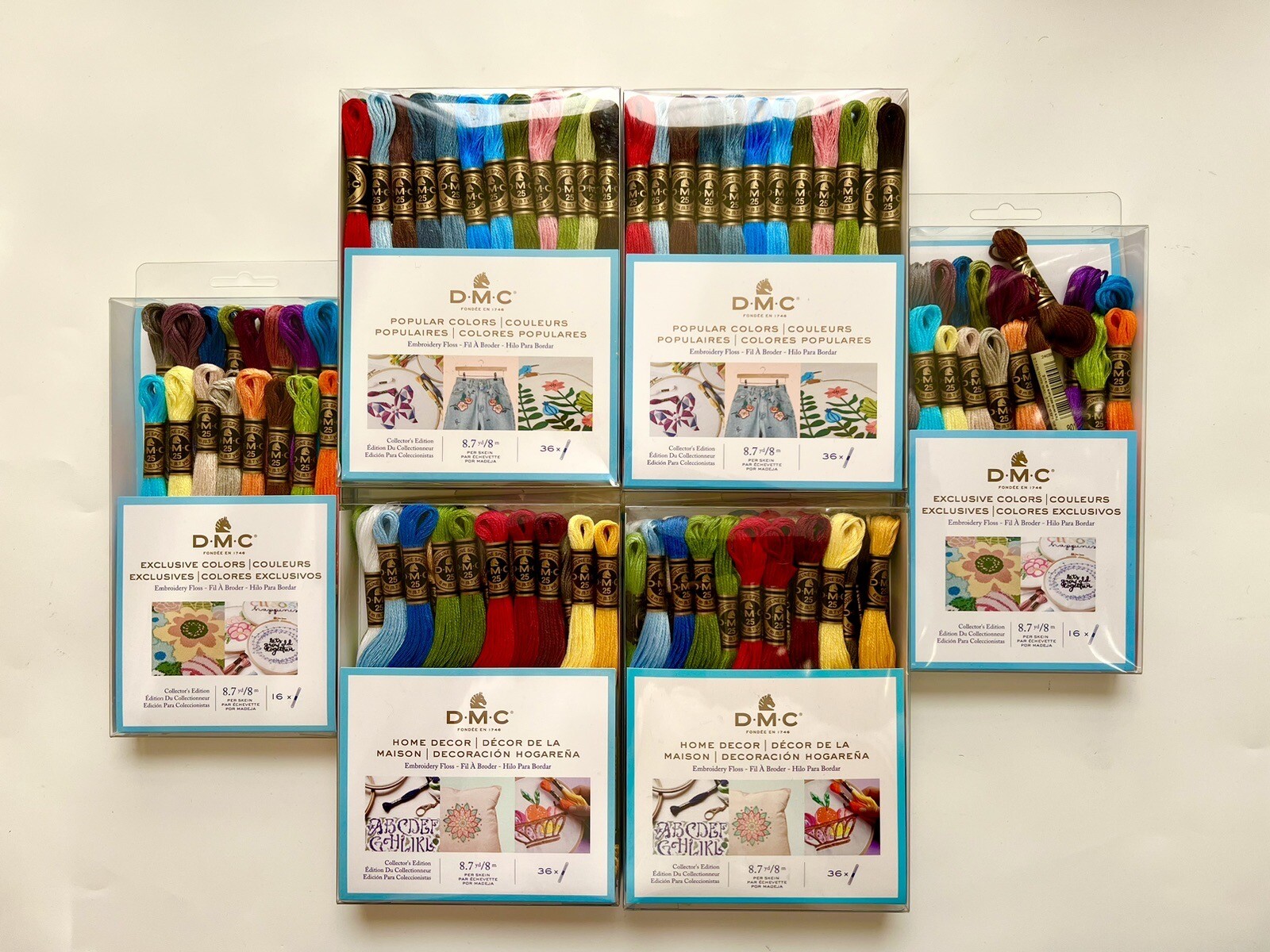 Lot of 6 Boxes DMC Skeins Assorted Colors Embroidery Floss Thread *NEW!