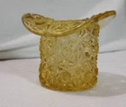 Vtg Fenton Glass Top Hat Amber Cut Glass Daisy & Button Toothpick Holder 3-1/2"