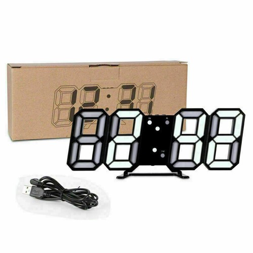 3D LED Digital Night Wall Clock Alarm Modern Watch Display Indoor Temperature UK - Picture 13 of 13