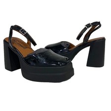 Free People  Mary Janes Double Stack Platform Leather Heels Black NEW- Size 7