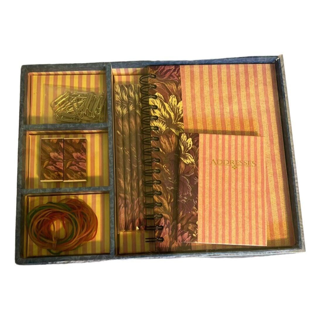 Wire-bound journal desk set with notebook, address book, and paper clips  -image