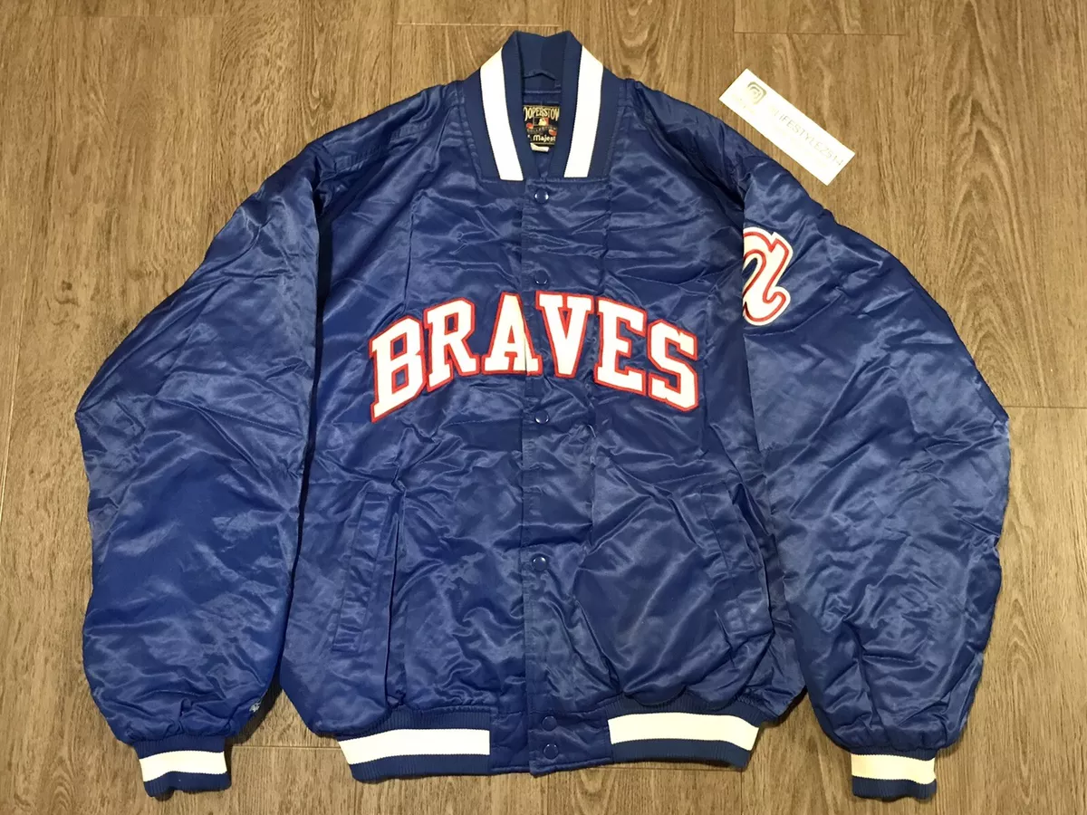 Majestic Cooperstown Atlanta Braves MLB Throwback Satin Bomber