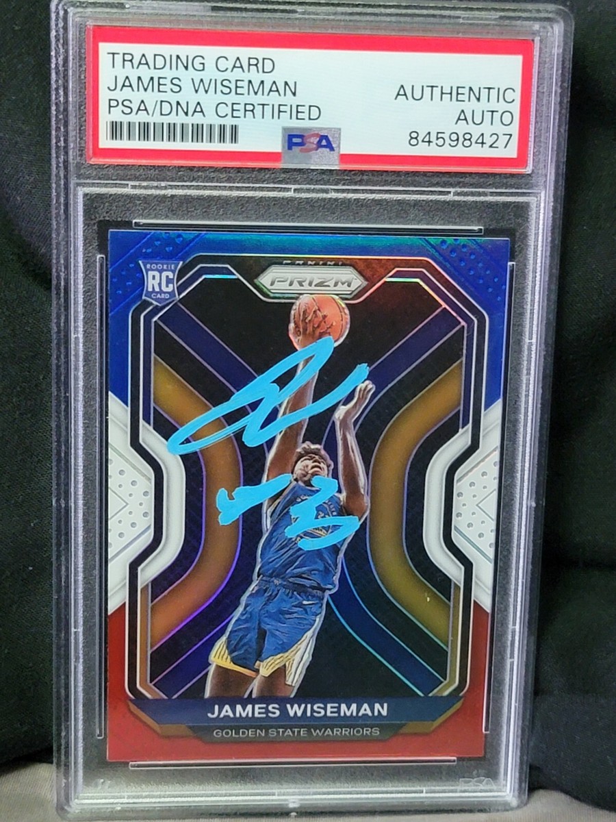 Golden State Warriors James Wiseman Signed Panini Red White Blue Prizm 