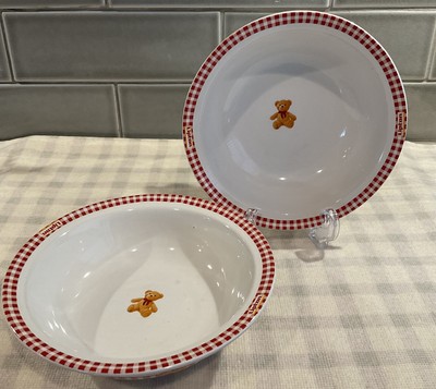 Lot of 2 Lipton Gund Teddy Bear  Cereal/Soup Bowl Advertising Promotion Gingham