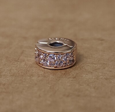 PANDORA Pink Pave Clip Charm COLOURS Pink Shining Path Clip