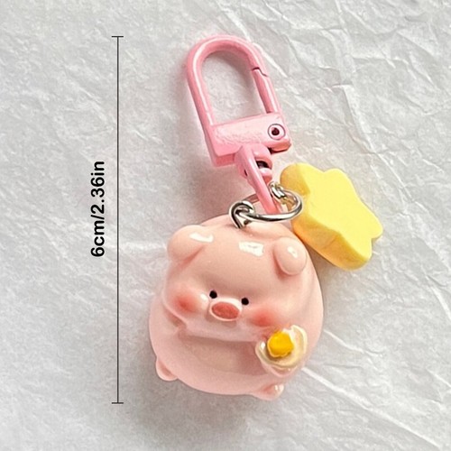 Cartoon 3D Pink Pig Keychain Star Buckle Keyring Car Pendant Backpack Decor Gift - Picture 3 of 16