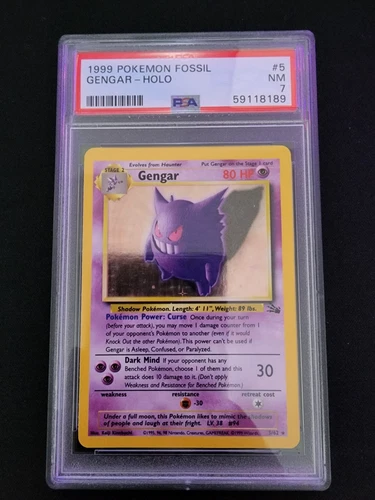 1999 Pokemon Fossil GENGAR 5/62 Holo Card PSA 7 Near Mint