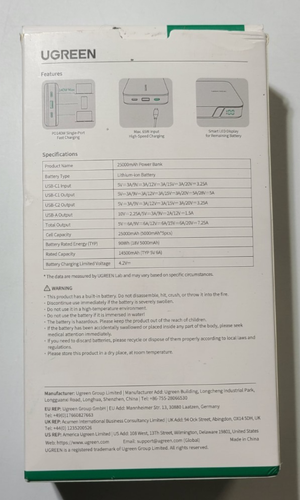 Banque d'alimentation charge rapide UGREEN (90597A) 145W 25000mAh - Photo 8 sur 8